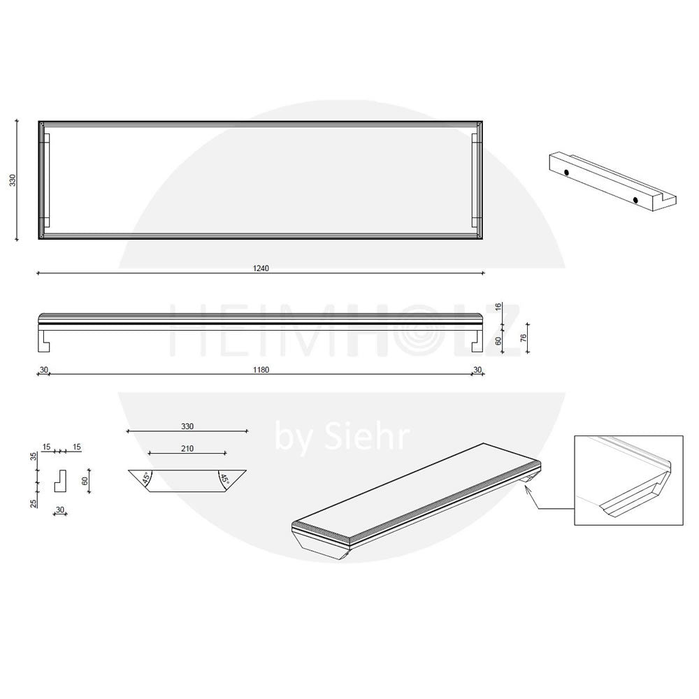 HEIMHOLZ Schrägbrett Schwarz für Sprossenwand