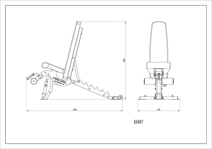 Primal Pro Series Multi Adjustable Hantelbank mit Fußstütze