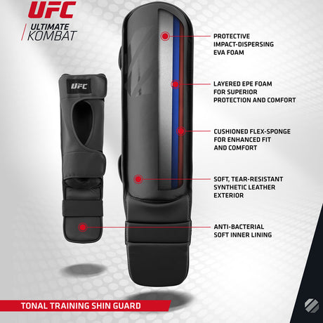 UFC PRO Tonal Grappling Shin Guard Schwarz Gr. S